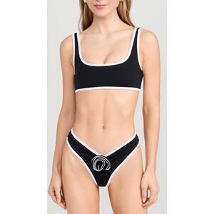 Lioness Swim Amour Top Soulmate Bottom Bikini Set Onyx Black White L/M NWT